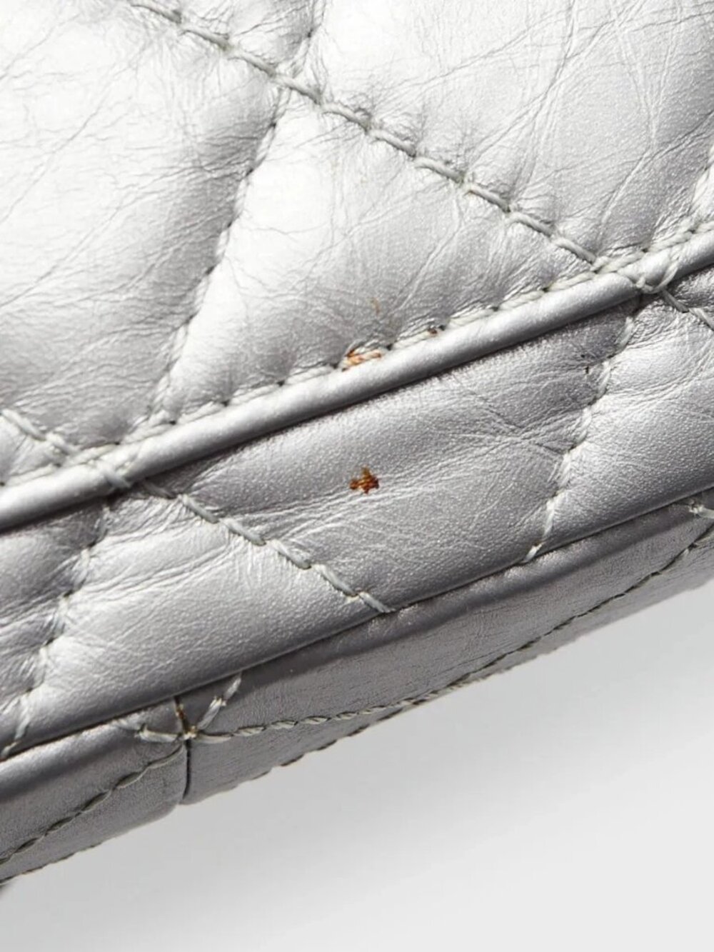 Chanel Silver 2.55 Reissue Quilted Calfskin Leather 227 Jumbo Flap Bag - Picture 8 of 11